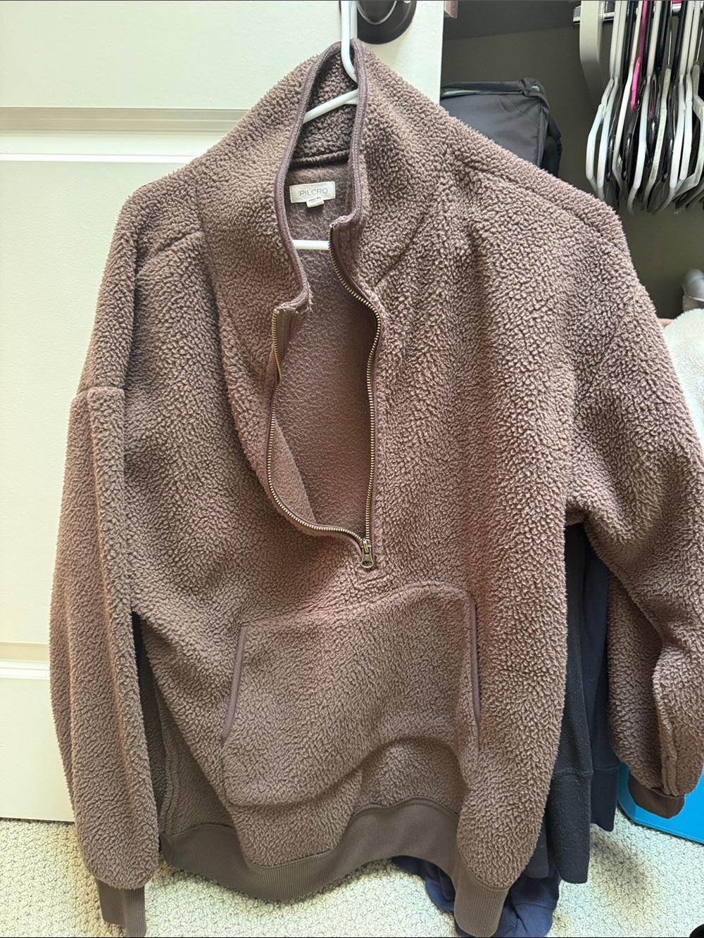 Pilcro Comfort Fleece Half-Zip Jacket - Brown